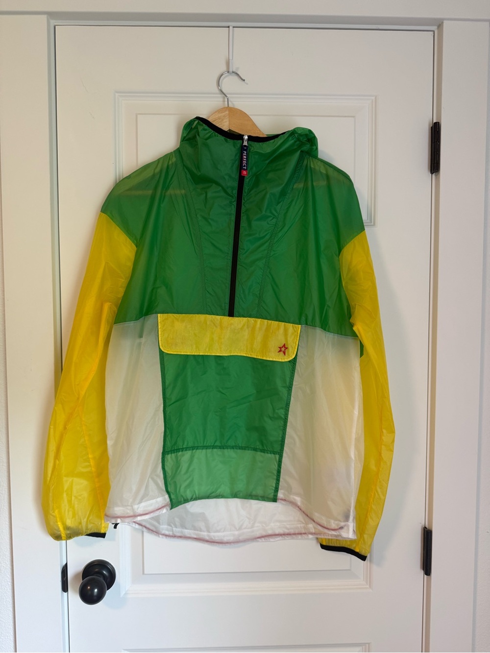 Perfect Moment Green and Yellow Lightweight Windbreaker